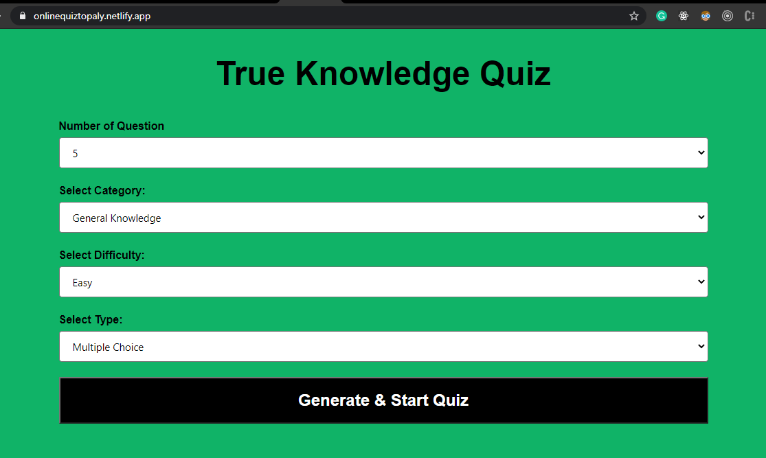 True Knowledge Quiz